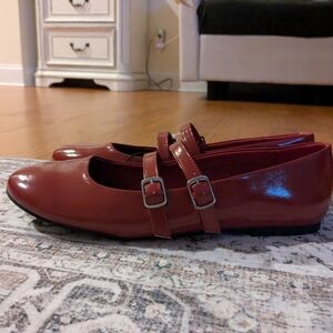 No Boundaries Women's Burgundy Mary Jane Flats